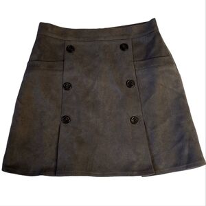 ARYEH Size S dark gray suede lined short skirt back zipper pleated front